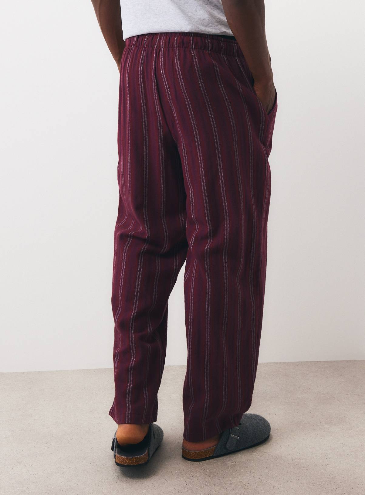 Burgundy Stripe Pyjama Bottoms XL - Image 4
